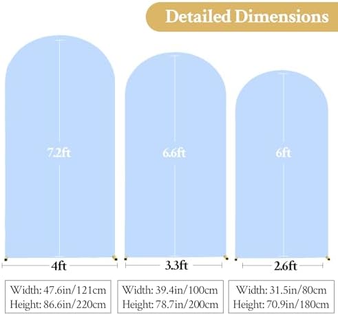 White and Blue Arch Backdrop Cover 7.2FT 6.6FT 6FT Arch Covers Stretchy Backdrop Set of 3, Wedding Arch Cover Spandex Fitted Double-Color Fabric Arch Covers for Party Baby Shower Birthday Decoration - Image 7