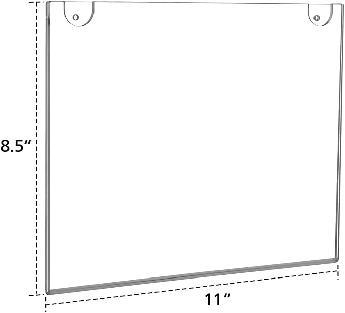 NIUBEE 6-Packs Acrylic Wall Sign Holder 8.5x11 Horizontal, Clear Plastic Picture Frames , Wall Mounted Design, Support No Drilling (Provide 3M Tape and Mounting Screws) - Image 6