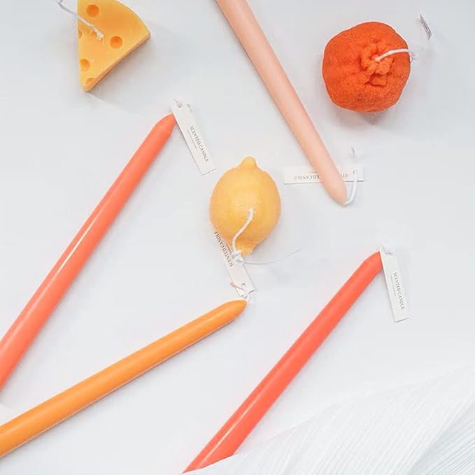 Orange Taper Candles 10'' Pumkin Color Fall Candles Sticks Set of 4 | Citrus Scented, Natural Soy Candlesticks Colorful |Decorative Tapered Candles