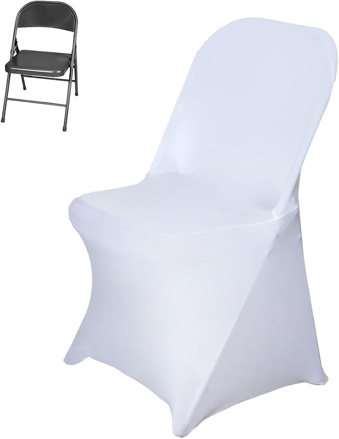 Tableclothsfactory 30 PCS Stretchy Spandex Fitted Folding Chair Cover Dinning Event Slipcover for Wedding Party Banquet Catering - White - Image 3