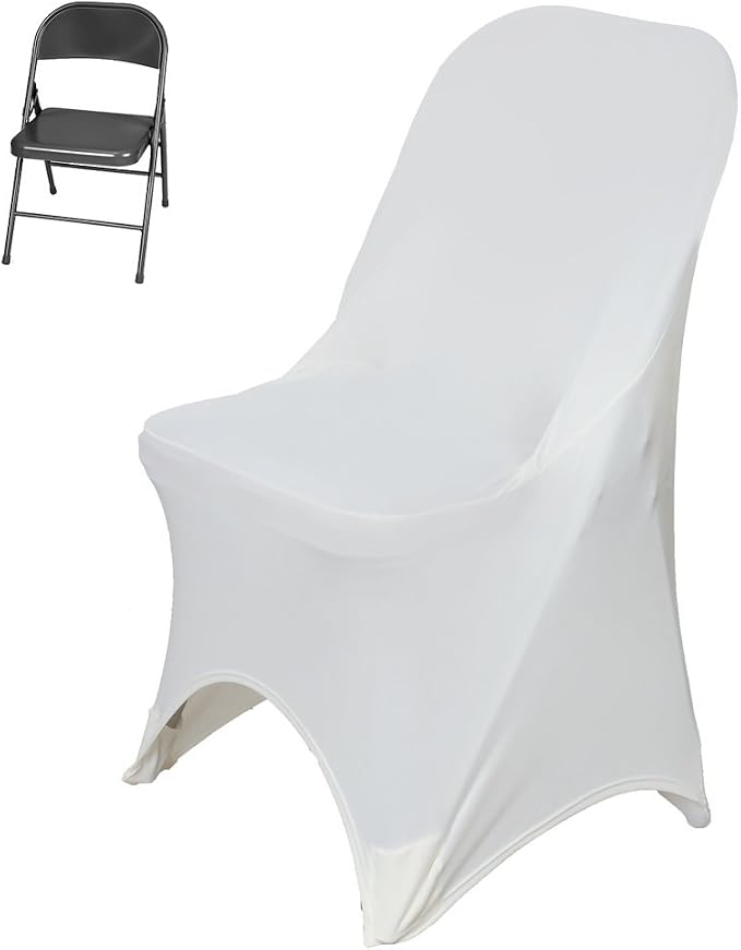 TABLECLOTHSFACTORY Sleek Spandex Folding Chair Cover for Wedding Event Party - Ivory-Pack of 5 - Image 3