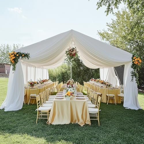Outpain 10x20ft Ivory Ceiling Drapes, 2 Panels 20ft Height Wrinkle-Free Tent Draping Curtains for Wedding Party Tent Canopy Arch Backdrop Decorations - Image 6