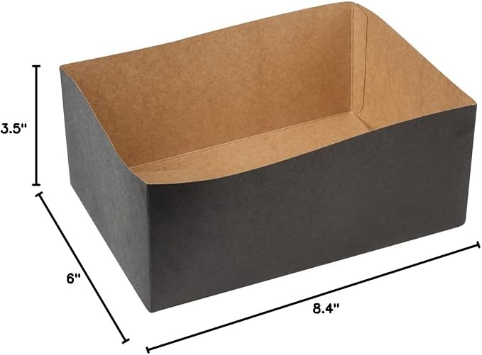 Restaurantware Bio Tek 8.4 x 6 x 3.5 Inch Burger Trays 100 Disposable Paper Food Trays - Recyclable Sturdy Black Paper Movie Snack Trays For Meals Snacks And Baked Goods - Image 17