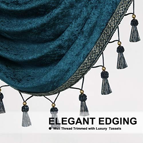ELKCA Thick Chenille Window Curtains Valance for Living Room Peacock Blue Waterfall Valance for Bedroom,Rod Pocket(W39,1 Panel) - Image 6
