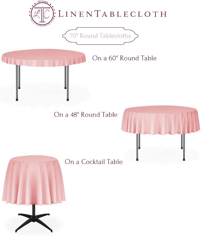 LinenTablecloth 70-Inch Round Polyester Tablecloth Fuchsia - Image 7