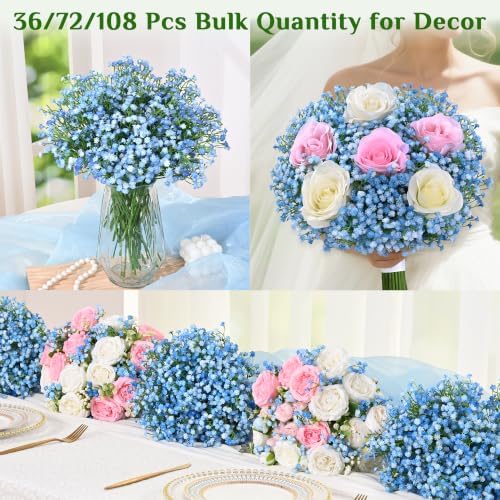 72 Pcs Babys Breath Artificial Flowers, Blue Fake Babys Breath Flowers - Image 6