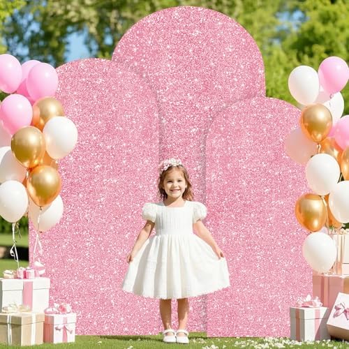 FANPROMS Wedding Arch Covers Pink Gold Sequin Arch Backdrop Cover (7.2FT,6.6FT,6FT) Set of 3 Arch Stand Cover Spandex Arch Covers Stretchy Backdrop for Banquet Birthday Party Decoration Baby Shower - Image 6