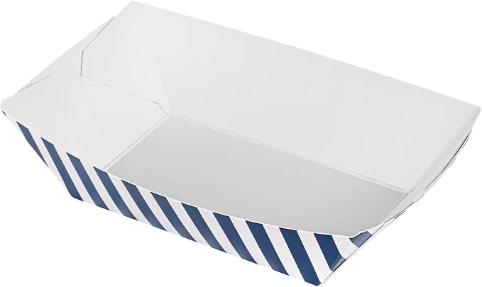 Bio Tek 1/2 Pound Food Boats, 50 Disposable Paper Food Trays - Heavy-Duty, Greaseproof, Striped Paper Food Boats, For Snacks, Appetizers, Or Treats, Use At Parties Or Carnivals - Restaurantware - Image 8