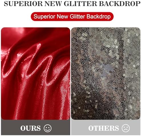 20x10ft Thick Red Glitter Backdrop Curtain Panels for Parties, Wrinkle Free Sequin Sparking Photo Backdrop Drapes, 4 Panels 5x10ft Shimmer Back Drop Cloth for Wedding Birthday Photography - Image 7