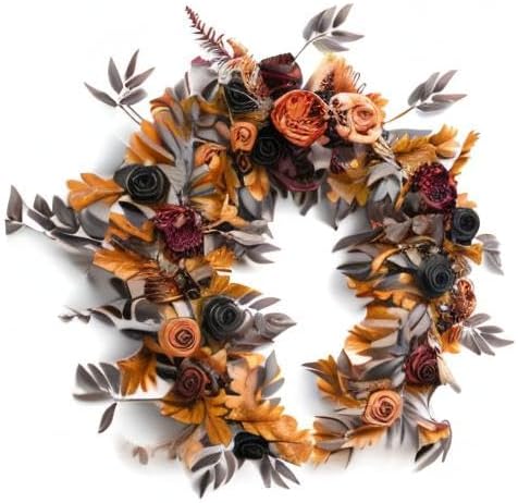 Ling's Moment Flower Garland - 6FT Eucalyptus & Rose - Sweetheart Table Decor for Wedding Reception, Artificial Floral Garland for Mantle, Thanksgiving, Christmas Decoration, Black & Burnt Orange | Black Rose & Eucalyptus , Greenery, Sweetheart Table D... - Image 6