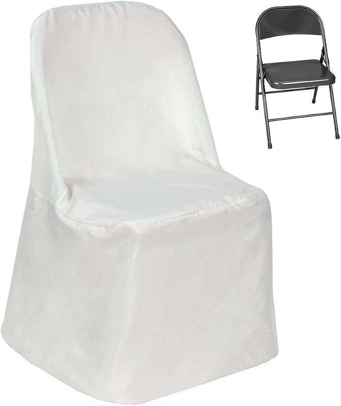Tableclothsfactory 20 PCS Ivory Linen Polyester Folding Chair Cover Dinning Chair Slipcover for Wedding Party Event Banquet Catering - Image 2