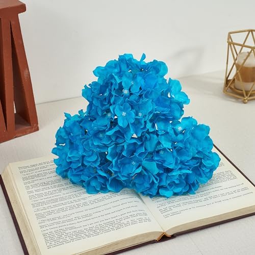 10Pcs Pacific Blue Artificial Hydrangea Flowers Fake Hydrangea Silk Flowers for Wedding Centerpieces Bouquets DIY Floral Decor Home Decoration with Stems(VASE NOT Included) - Image 6