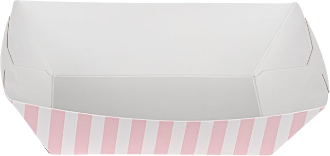 Bio Tek 1/2 Pound Food Boats, 50 Disposable Paper Food Trays - Heavy-Duty, Greaseproof, Striped Paper Food Boats, For Snacks, Appetizers, Or Treats, Use At Parties Or Carnivals - Restaurantware - Image 8