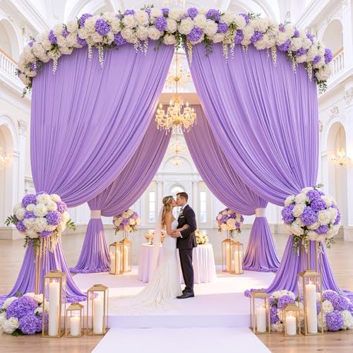 gogoparti 30x20FT Pastel Purple Ceiling Drapes for Weddings & Parties - 6 Panels of 5x20FT-Long Curtains, Wrinkle-Free Fabric for Tent, Birthday, and Photo Backdrop Decoration - Image 7