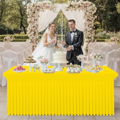Smiry Spandex Elastic Fitted Table Cloth Skirt for 8FT Rectangle Table - Image 6