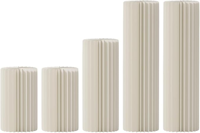 5 Pack Cylinder Stands for Party, Round Cake Pedestal Stands Foldable Buffet Food Risers White Cardboard Cylinder Stands with Acrylic Plates Centerpiece Cake Pedestal Stand for Birthday Wedding Table (5PCS-H44688) - Image 8
