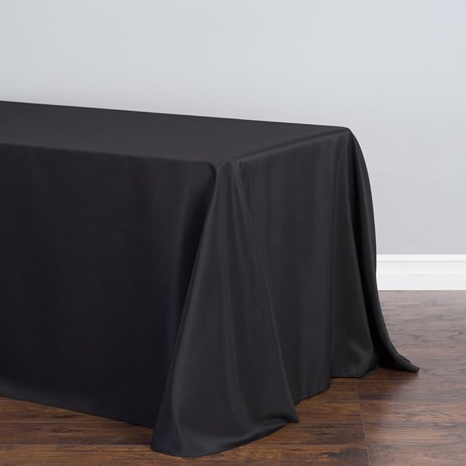 LinenTablecloth 90 x 156-Inch Rectangular Polyester Tablecloth Black - Image 6