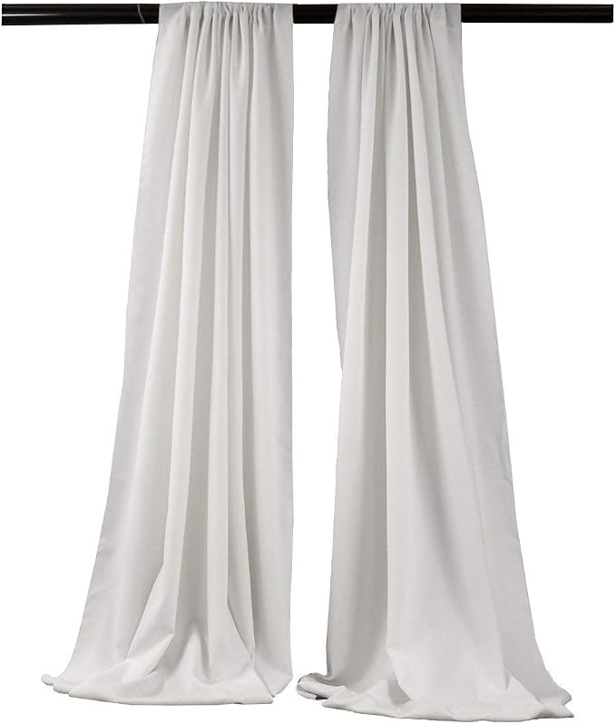 Polyester Poplin Backdrop Drape Curtain Panel with 4" Rod Pocket (White, 5 Feet Wide x 10 Feet High 2 Panels) by Unknown