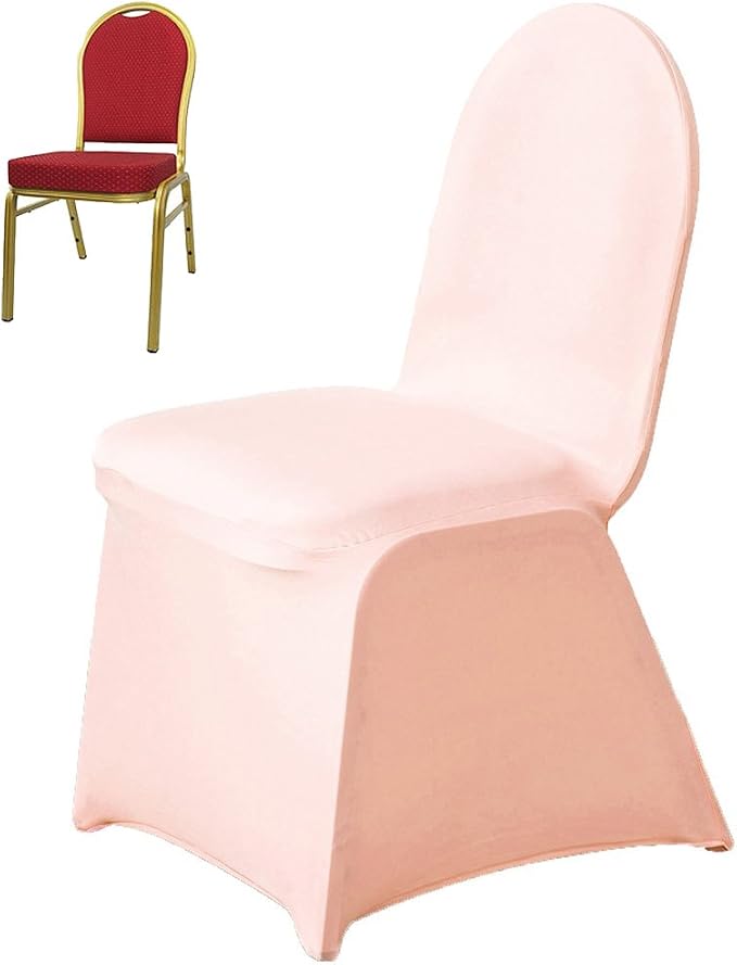 Tableclothsfactory 30 PCS Blush Stretchy Spandex Fitted Banquet Chair Cover Dinning Event Slipcover for Wedding Party Banquet Catering - Image 2