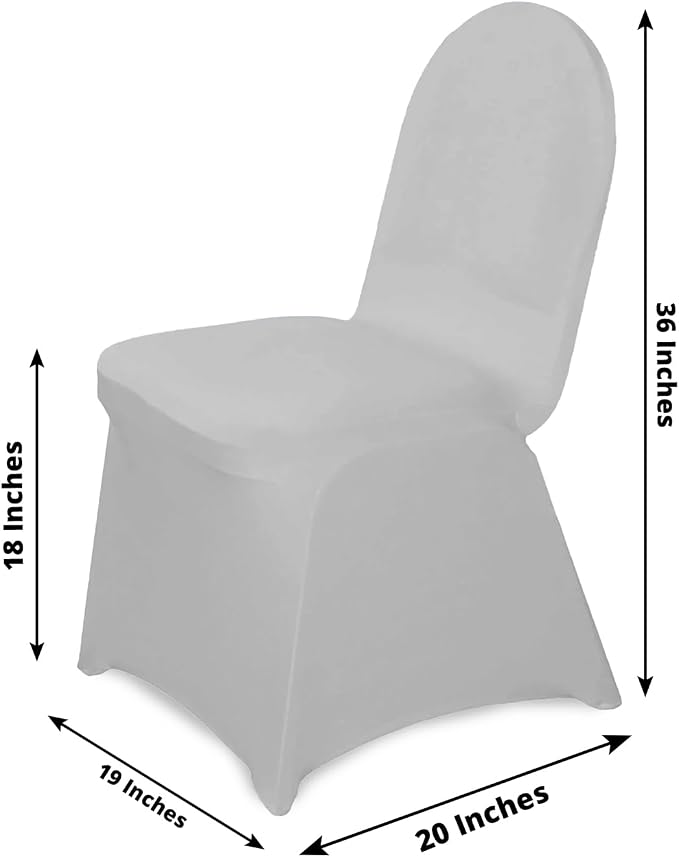 Efavormart 1 Set Silver Stretchy Spandex Fitted Banquet Chair Covers for Party Dining Chairs Wedding Banquet Outdoor Event Catering Slip Covers - Image 2