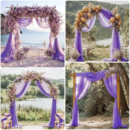 Wedding Arch Draping Fabric 3 Panels Lavender Purple Sheer Backdrop - Image 6