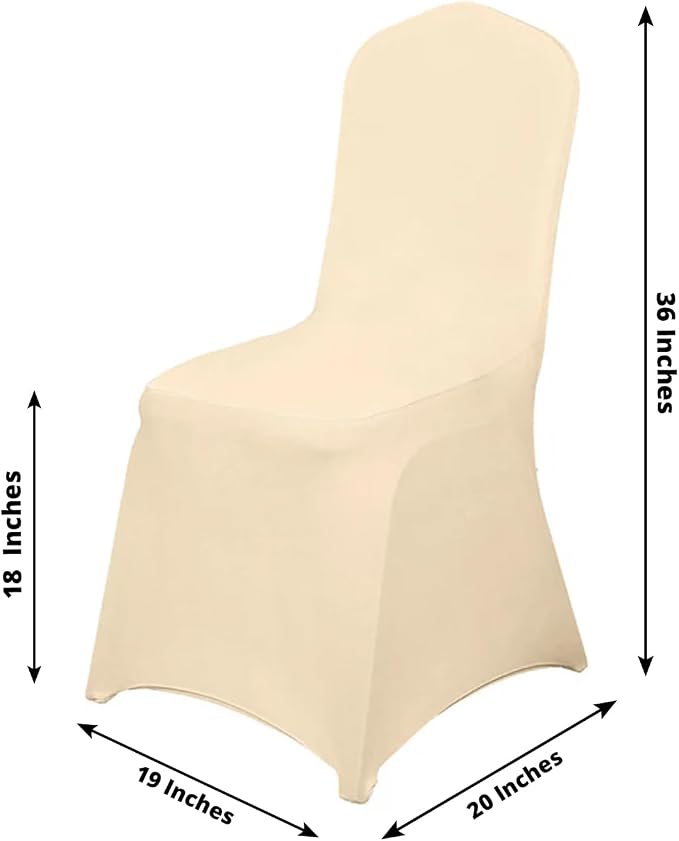 Efavormart 1 Set Beige Stretchy Spandex Fitted Banquet Chair Covers for Party Dining Chairs Wedding Banquet Outdoor Event Catering Slip Covers - Image 3