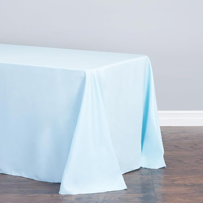 LTC LINENS Tablecloth 90 x 132-Inch Rectangular Polyester Tablecloth with Rounded Corners, Baby Blue, (90132-010171) - Image 6