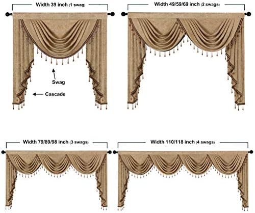 ELKCA Double-Sided Chenille Valance for Living Room Coffee Curtains Valance with Beads for Bedroom,Rod Pocket (W118Inch,1 Panel) - Image 5