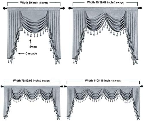 ELKCA Luxury Thick Chenille Window Curtains Valance for Living Room Silver Grey Waterfall Valance for Bedroom (Silver Grey, W79inch, 1 Panel) - Image 6