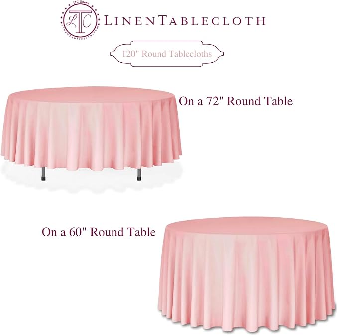 LTC LINENS Tablecloth - 120 Inch Round Tablecloths for Circular Table Cover in Turquoise Washable Polyester Fabric- Great for Buffet Table, Parties - Image 6