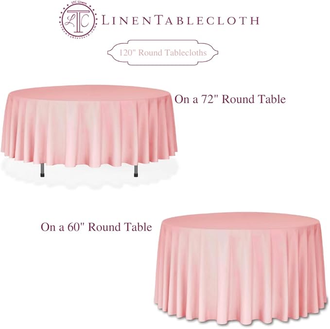 LTC LINENS 10 Pack 120 Inch Round Tablecloth Fuchsia for 60 Inch Round Table - Bulk Round Table Cover - Washable, Wrinkle Resistant Polyester Fabric Cloth for Wedding, Party - Image 6