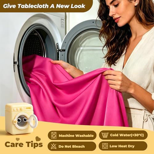 Red Polyester Table Cloths for Rectangle 4 Foot Tables, 6 Pack Wrinkle Free Tablecloths Stretchy Banquet Ruffle Fitted Table Cover Desk Skirt for Parties Wedding Birthday Baby Shower - Image 7