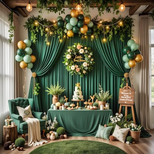12ft x 10ft Wrinkle Free Hunter Green Backdrop Curtains for Parties, Silky Photo Backdrop Drapes 12FT Long Back Drop Cloth for Wedding Birthday Photography Background Decor - Image 7