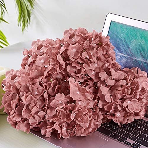 Hydrangea Silk Flower Heads 10 Dusty Rose Artificial Hydrangea Silk Flowers Head for Wedding Centerpieces Bouquets DIY Floral Decor Home Decoration with Long Stems - Image 6