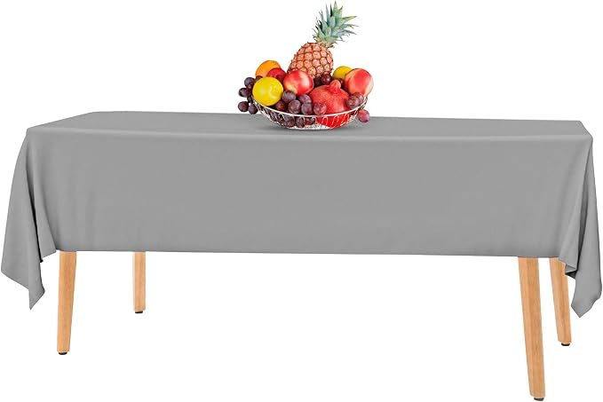 Premium Silver Plastic Tablecloth - 54 x 108 in. Disposable Rectangle Table Cloth - Decorative Table Cover Smooth - For Parties, Weddings - Image 6