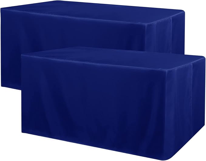 Obstal 2 Pack Table Clothes for 8 Foot Rectangle Tables, Royal Blue | Water Resistant Washable Fabric Polyester Rectangle Table Cover Protector for Wedding, Banquet and Trade Shows, 96x30 Inch - Image 8
