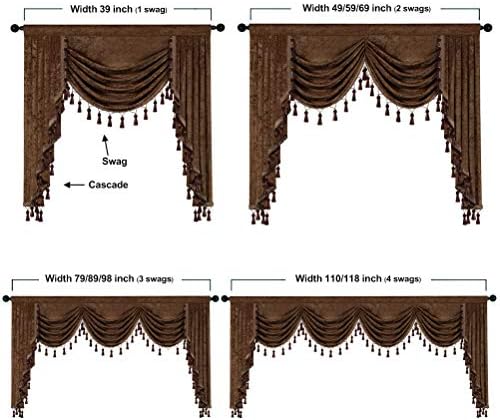 ELKCA Double-Sided Chenille Waterfall Valance for Living Room Chocolate Window Curtains Valance for Bedroom (Chocolate, W79 Inch, 1 Panel) - Image 6