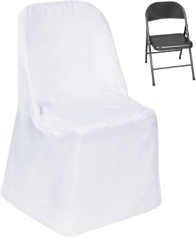 Tableclothsfactory 30 PCS White Linen Polyester Folding Chair Cover Dinning Chair Slipcover for Wedding Party Event Banquet Catering - Image 3