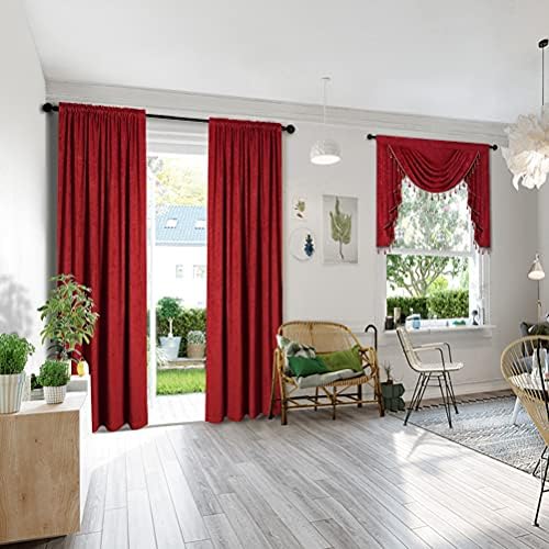 ELKCA Burgundy Red Valance with Beads for Festival Holiday,Thick Chenille Window Curtains Valance for Living Room,Rod Pocket(W39inch,1 Panel) - Image 6