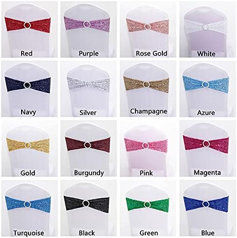 Sequin Chair Sashes Spandex, Pack of 50 Sequin Stretch with Buckle Chair Bands for Wedding Banquet Birthday Graduation Party Anniversary Prom Celebration Chair Decorations (Burgundy, 50pcs) - Image 5
