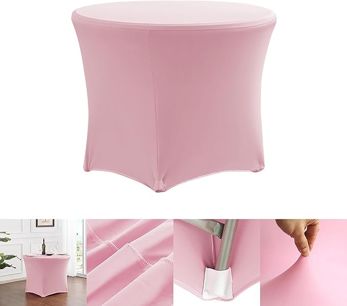 4 Pack Spandex Round Tablecloth Pink 4ft Fitted Stretch Tablecloth Elastic Cocktail Table Cover for Wedding Party Restaurant Banquet New Year and Halloween PTC24 - Image 7