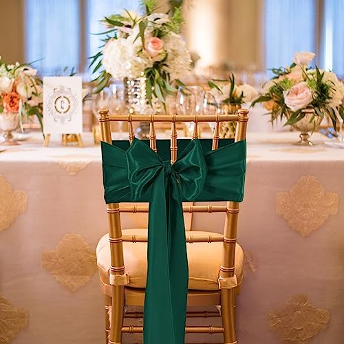 72 Pack Forest Green Satin Chair Sashes, 7 x 108 Inch, Wedding Bows - Image 6