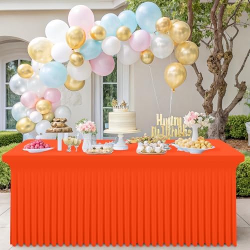 Smiry 2 Pack Spandex Elastic Fitted Table Cloth Skirt for 6FT Table - Image 6