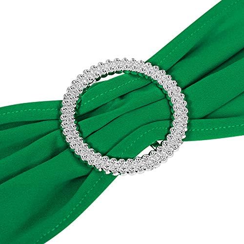 Peomeise 25pcs Emerald Spandex Chair Sashes with Buckle Slider for Wedding, Party Decoration - Image 7