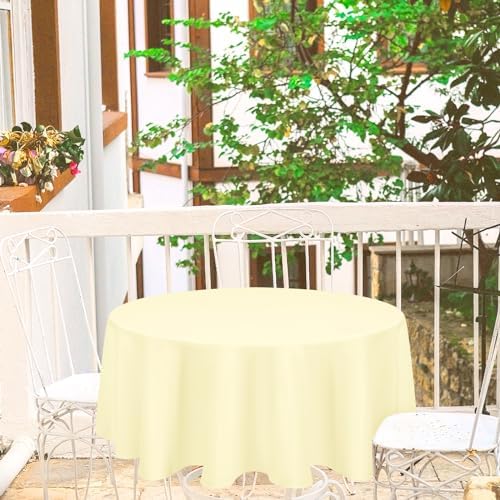 8 Pack Beige Round Tablecloths, Diameter of 70 inch - Image 7