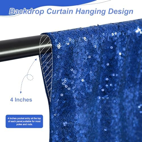 4th of July Party Decorations,1 Panel 5FTx8FT Navy Blue Sequin Backdrop Curtains, Glitter Party Decorations Background Drapes for Birthday Party Graduation Photo Booth Decor - Image 6