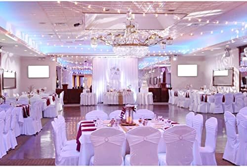 ManMengJi 25PCS White Chair Sashes, Spandex Sashes Bows Tiffany Blue, Chair Cover Bands with Buckle Slider for Banquet, Party, Hotel Event Decorations - Image 6