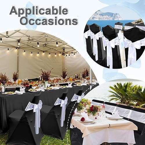 Lounsweer 50 Pcs Folding Chair Cover Set, Black, White - Image 6