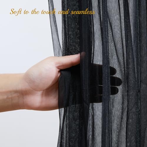 30x8ft Black Tulle Backdrop Curtain with Lights String for Parites, Sheer Backdrop Curtains for Wedding Baby Shower Birthday Party Photo Shoot Decorations - Image 6