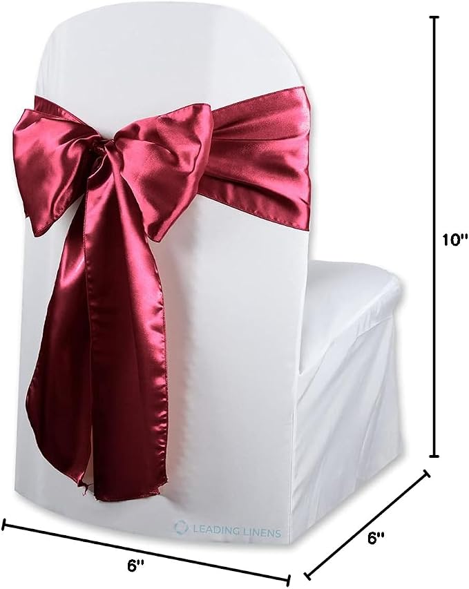 100 pcs Burgundy 108"x8" Satin Bow Sash Chair Cover Decoration | Elegant satin chair bow sashes, perfect for weddings, receptions, banquets, & parties. Reusable & washable. - Image 7